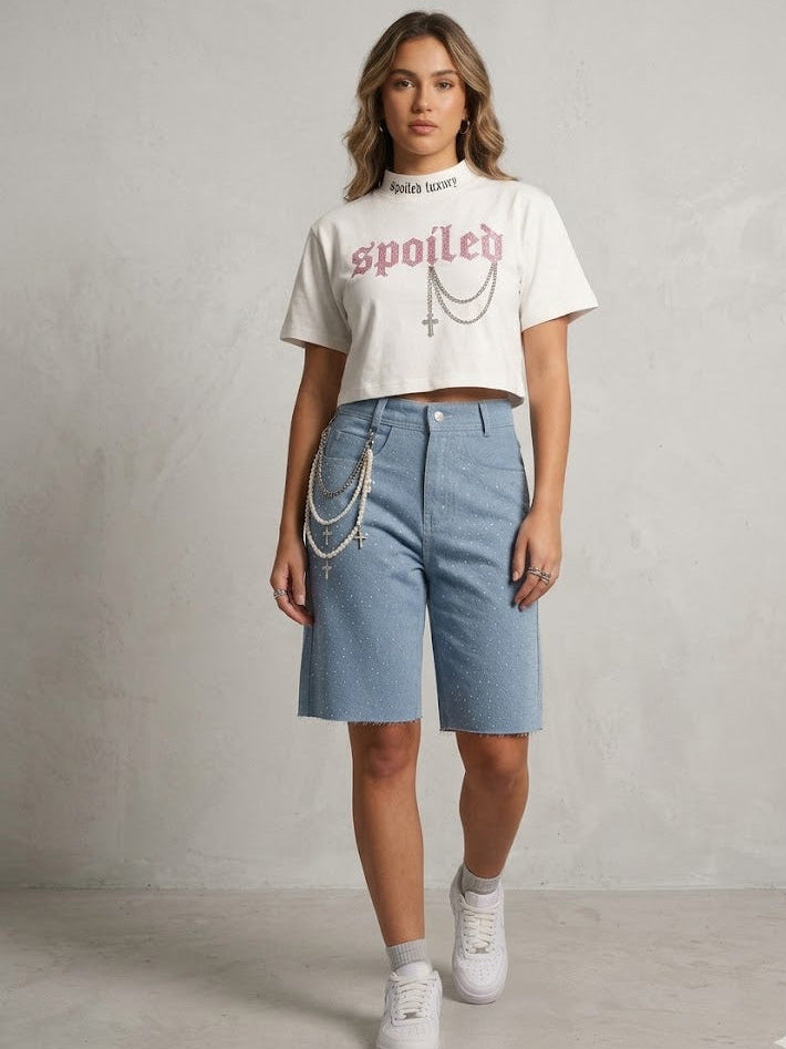 Be Spoiled & Sparkle Denim Shorts