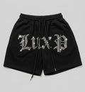 The "LXP" Iced Out Gothic Fleece Shorts