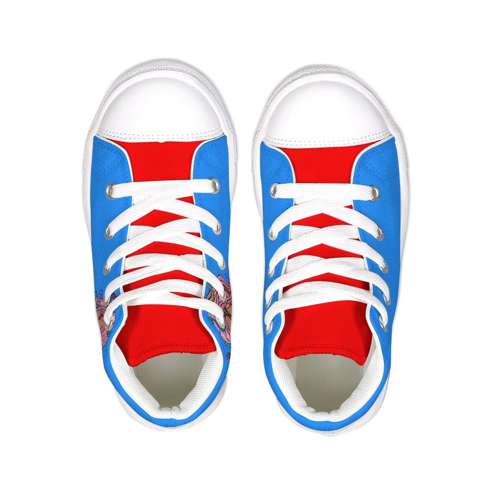 Blue  Kids Hightop Canvas Shoe