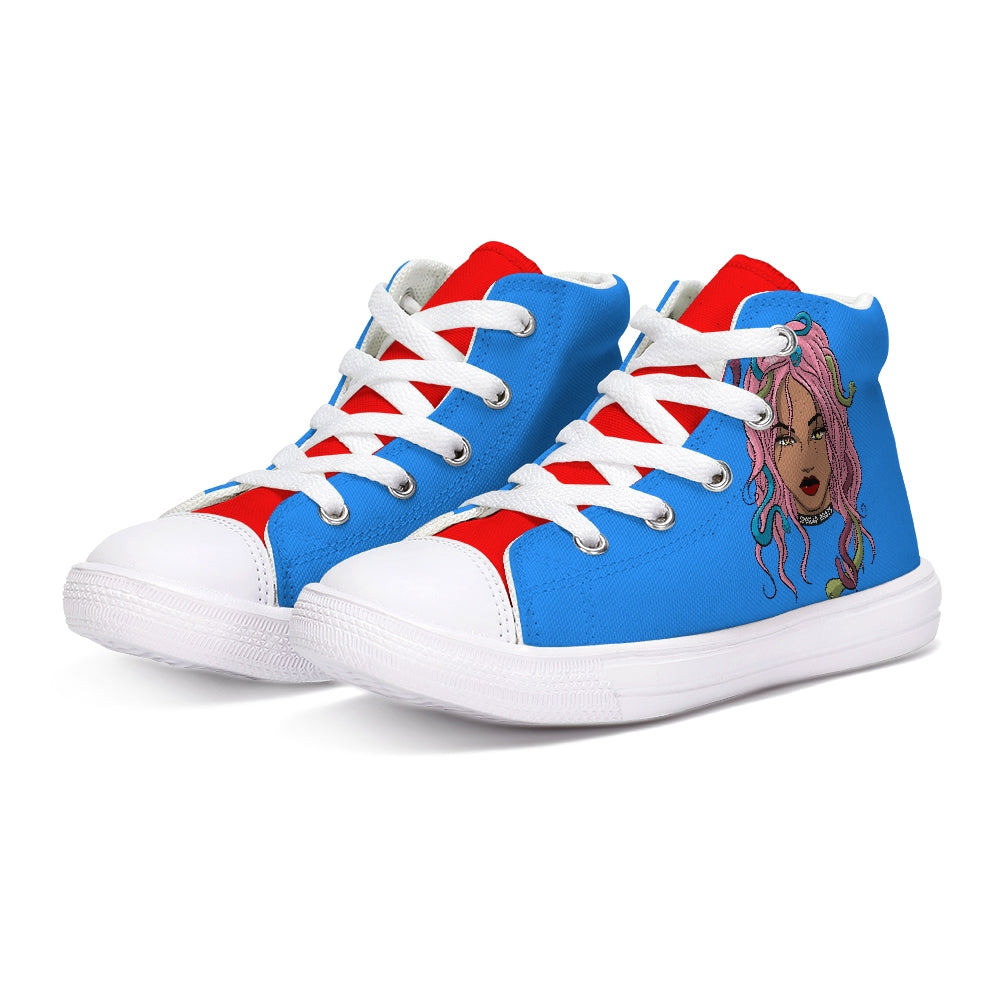 Blue  Kids Hightop Canvas Shoe