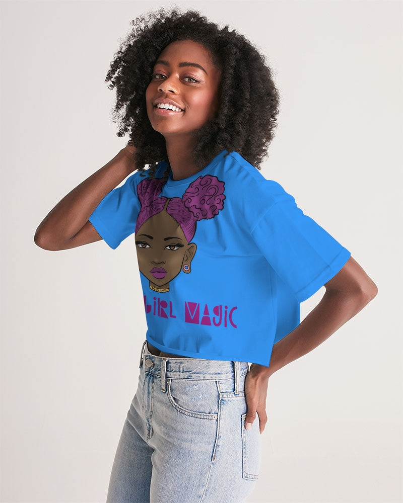 Black Girl magic Women's All-Over Print Lounge Cropped Tee