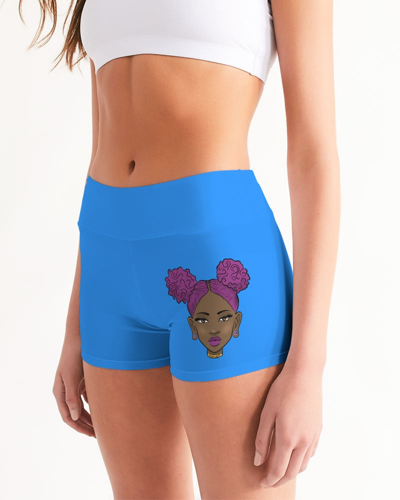 Womens Fitness -Black Girl magic Women's Mid-Rise Yoga Shorts